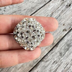 Vintage Jewelry Silver Tone Rhinestone Cluster Brooch Pin